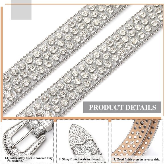 4979 Womens Men Rhinestone Western Belts Bling Cowgirl Designer Diamond main image 4